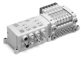 Series EX00 Options Output block/ Power block Features: Possible to retrofit to the valve manifold, using the unused points.
