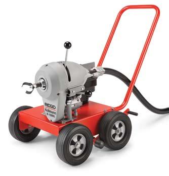 Forward speeds of 333, 425 and 500 RPM, and a reverse speed of 250 RPM. Low-profile, four-wheel cart easily rolls to the job. Guards against machine upset and possible fuel spillage.