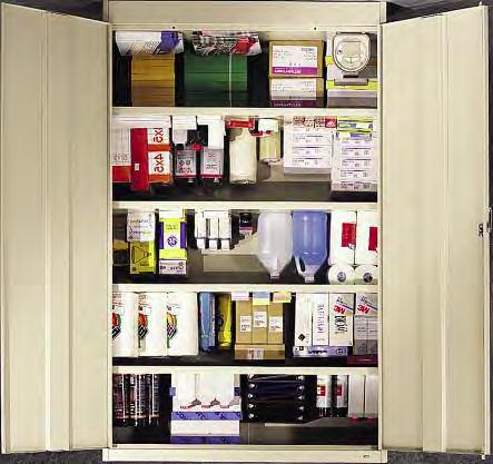 Full-width shelves are adjustable in " increments on built-in shelf tabs. Shelves will hold up to 400 lbs. evenly distributed. 8"d cabinets are available on a special order basis.