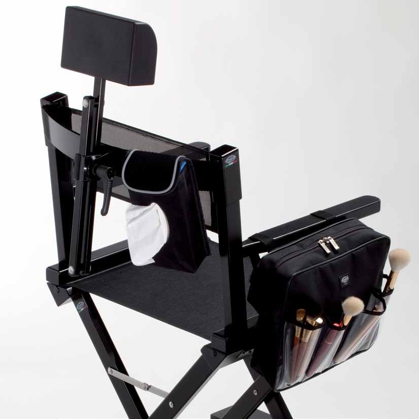make up. Adjustable in height and tilt. Available for all models of make-up chairs by Cantoni. Black painted aluminium structure.