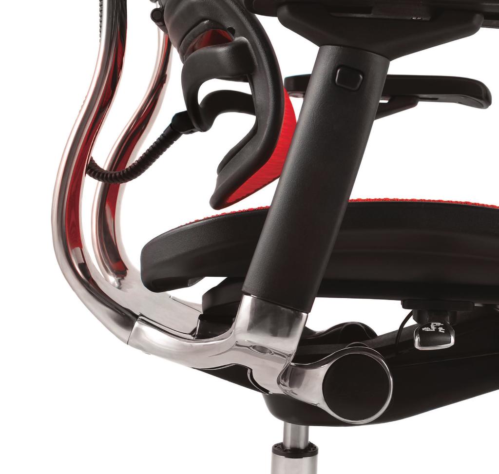 Using the ingeniously simple single lever control to operate the three most frequently used chair functions - seat height, seat depth and back tilt can all be operated from a single point of contact.