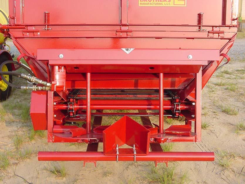 The unloading and spreading process requires a lot of hydraulic capacity both in volume and pressure. It is not uncommon for low horsepower tractors to become heavily loaded during these operations.