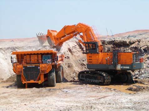 Bucket Passes to Dump Truck The electric excavators are well matched with large-sized dump trucks for mining production.