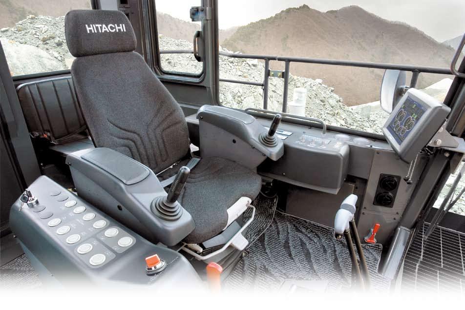 High Durability Note : This picture shows EX5500E-. Enhanced Operator Comfort Note : This picture shows a cab for EX5500E-.