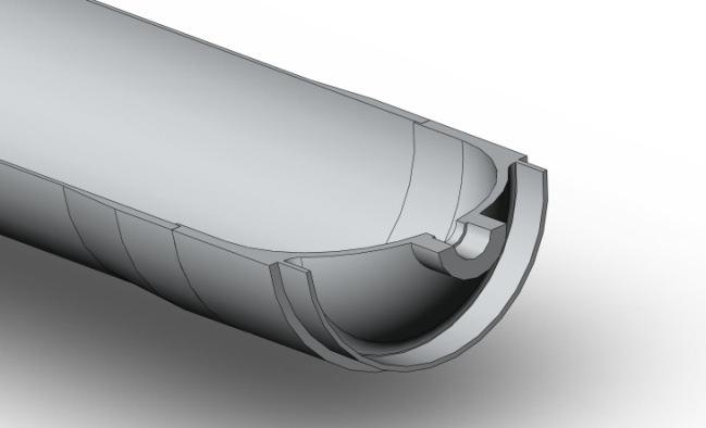 Figure 4. Sectioned view of the rocket design fully assembled showing only large assemblies.