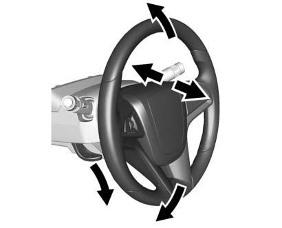 Instruments and Controls 101 Controls Steering Wheel Adjustment To adjust the steering wheel: 1. Pull the lever down. 2. Move the steering wheel up, down, forward, and backward. 3.