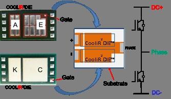 IGBT and the cathode (K) side of the diode attached to the substrate.