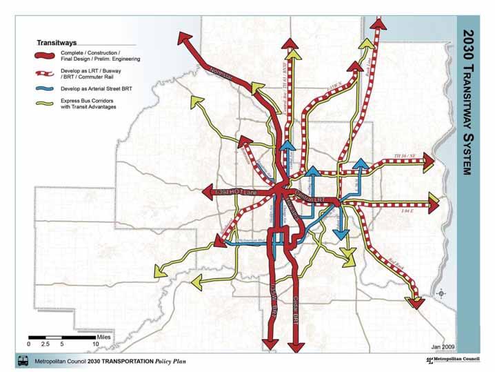 The map below from the Met Council s Transportation