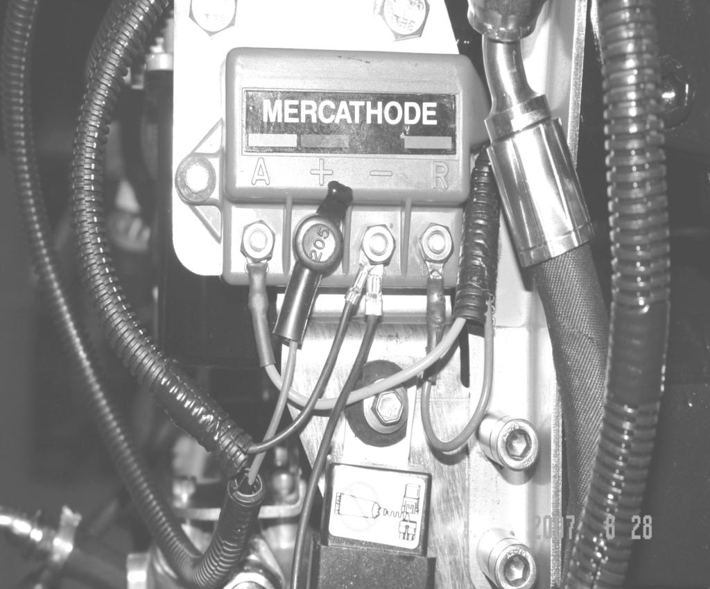 Reference Electrode 91 76675T 1 Section 5 - Mintennce Senses the electricl current in the wter when testing the MerCthode system. Use to check hull potentil.