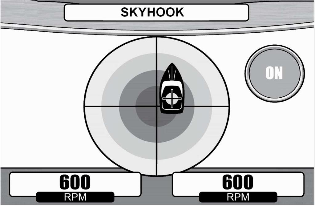 Section 3 - On The Wter SKYHOOK SCREEN NOTES c d Skyhook screen on VesselView - Loction where Skyhook is set - Loction where ot is reltive to set loction c - 5 meter grdtion d - Engine RPM 27716 In