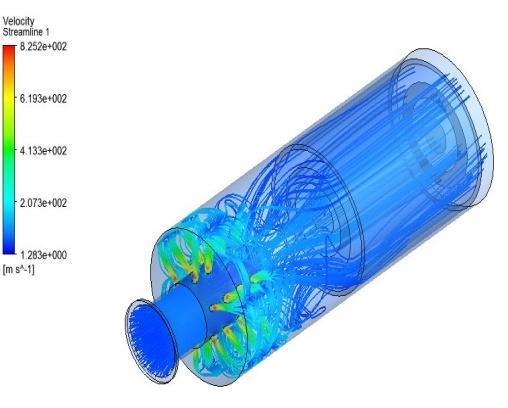 design of the silencer with 24 number of holes of 30 mm diameter is shown in Figure 2, wherein the flow through the diffuser is turbulent in nature as can be seen from the figure.