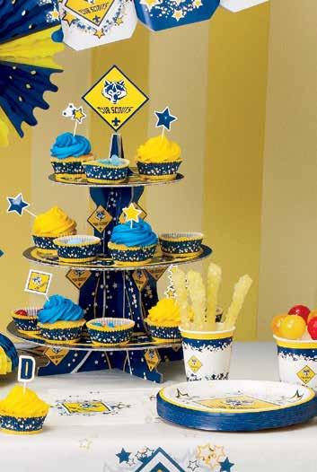 Cupcake Stand 3-tier stand with logo topper holds 24 cupcakes. 7 H x 5 W. Available early Sept. 66985 $7.99 5. Cub Scout Centerpiece x. Available early Sept. 66960 $2.
