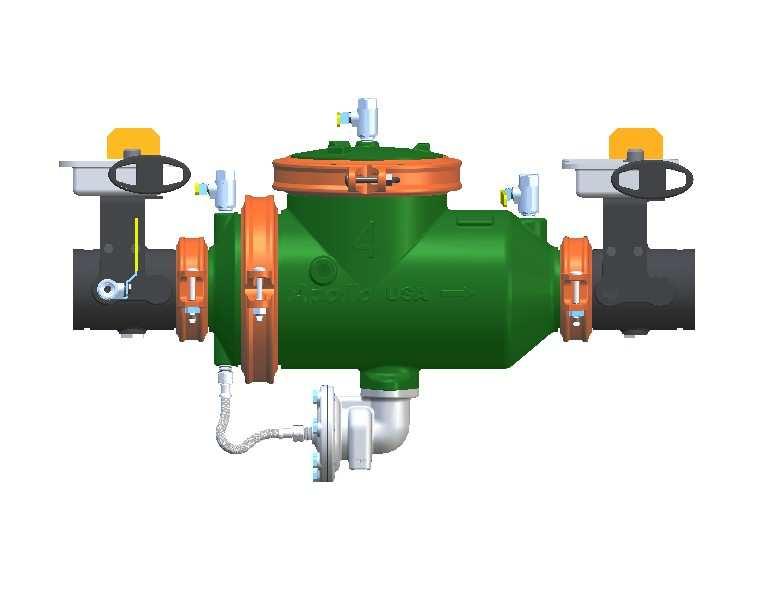 It shall consist of two (2) mechanically independent, spring loaded, poppet type check valves and a hydraulically dependent, differential relief valve set in an epoxy coated (FDA approved) ductile