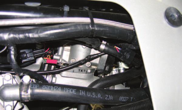 The other pair of PCV leads with YELLOW and WHITE/YELLOW wires should be connected in-line of the REAR cylinder fuel injector and stock wiring harness. FIG.