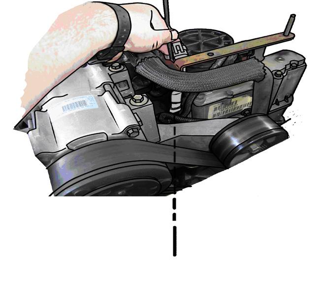 7. Route the CMP harness across the top of the engine, and down towards the bottom of the engine as