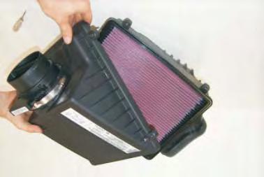 Install K&N air filter and reassemble the air box assembly.
