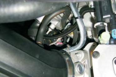 96. Attach the PCV hose from the right (passenger) side valve cover to the brass barb on the