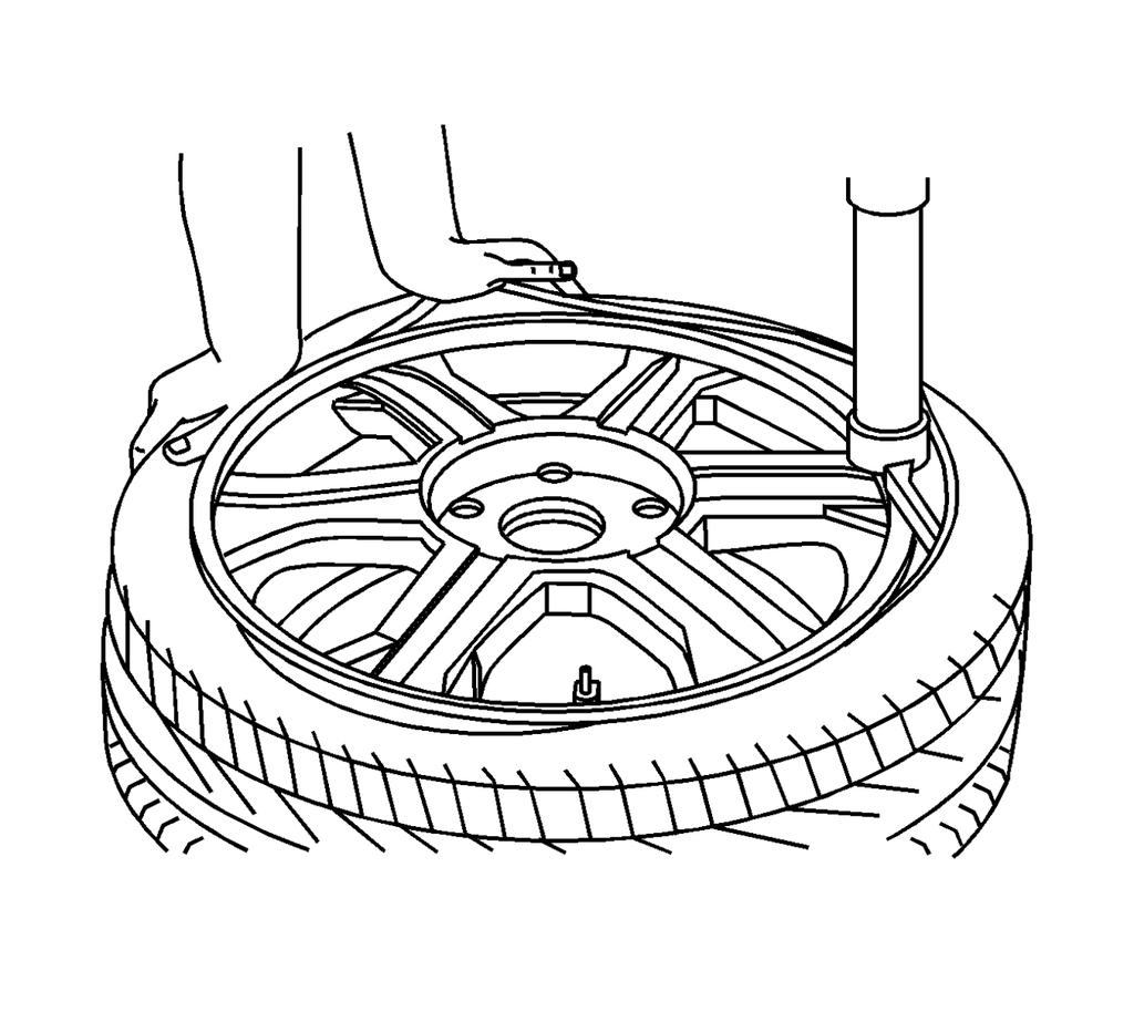Page 3 of 8 5. After the bottom bead is on the wheel, reposition the wheel and tire so that the TPM valve stem is again situated at the 3 o'clock position relative to the head.