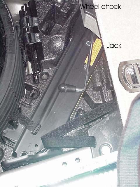 EMERGENCY ROAD SERVICE PROCEDURES JACKING: The jack supplied with the Touareg is located in the toolbox on the right-hand side, under the floor in the rear cargo area.