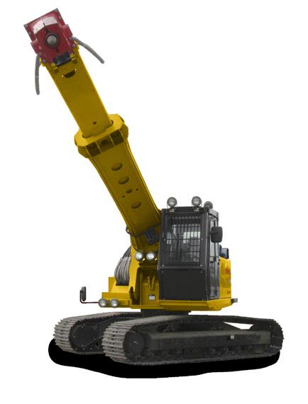 Triple grouser excavator pads enhance tracking capability, traveling at speeds up to 3.4 mph.
