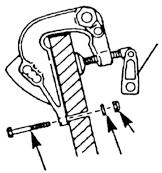 INSTALLATION MF, EF, EP type To attach the outboard motor to the boat, tighten the clamp screws by turning their handles. Also, tighten the bolts.