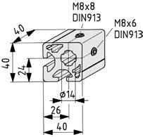 Shaft-Clamp Block 8 D14 Shaft-Clamp Block, Al, anodized, natural Grub screw DIN 913-M8x6,