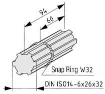 The Connecting Shafts are inserted into the drive elements until they come up against the Snap Ring.