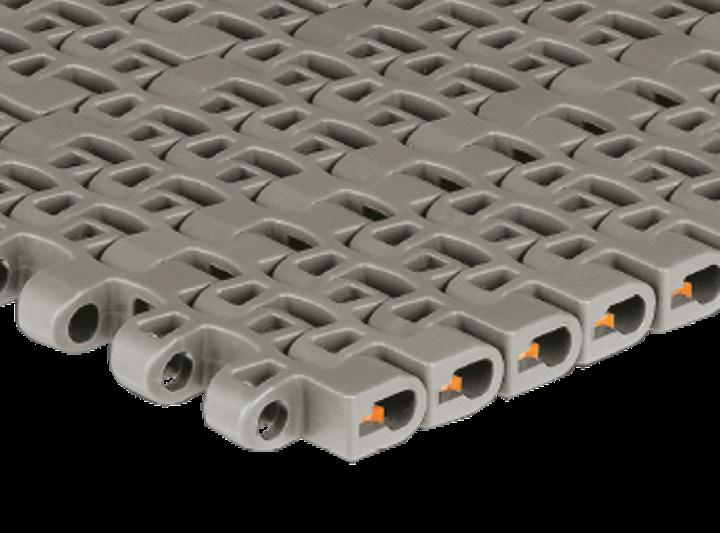 500 SERIES METRIC STANDARD 1/2 Modular Belts and chains 8,7 mm (0,343 ) thickness Flush grid Excellent combination of support and open area (21%).