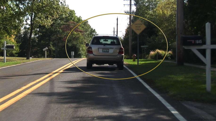 One Car Length (20 feet) Three - Seconds Plus Rule Choose a fixed object ahead of the vehicle in
