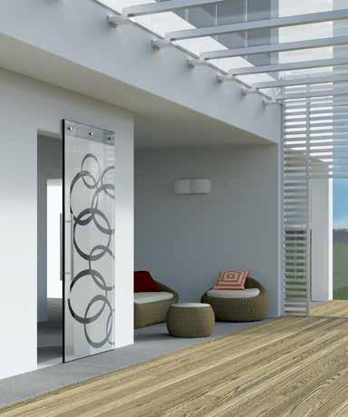 MAGIC VETRO (with studs) WALL-MOUNTED SLIDING SYSTEM WITH CONCEALED HARDWARE FOR GLASS DOORS Barn door sliding 176 lb (80 kg) Door Height Soft-Close Mechanism 3/8 to 1/2 (10 to 12.7 mm) Max.