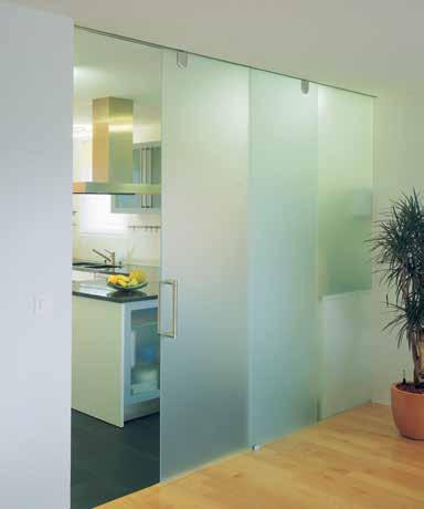 STANDARD SLIDING DOOR SYSTEMS HAWA JUNIOR 160 GP TOP-HUNG SLIDING SYSTEM FOR GLASS DOORS WITH PATCH FITTING Single straight sliding 352 lb (160 kg) Door Height 5/16 to 1/2 (8 to 12.