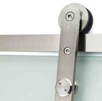 on a secure, stainless steel flat bar track. It is a versatile sliding door solution with an optional soft-close mechanism and track extensions.