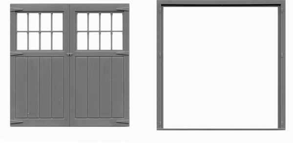 9 DOORS, FIRE ESCAPE, ASSORTMENT 96 x 96 16 LITE BAGGAGE DOOR WITH SEPARATE FRAME. MOLDED WITH FULL BACK DETAIL SO IT CAN BE MODELED IN THE OPEN POSITION. STYRENE.