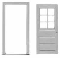 #2040 2 SETS $3.50 36 x 84 6 LITE O SCALE DOOR. SEPARATE SO IT CAN BE MODELED IN ANY POSITION.