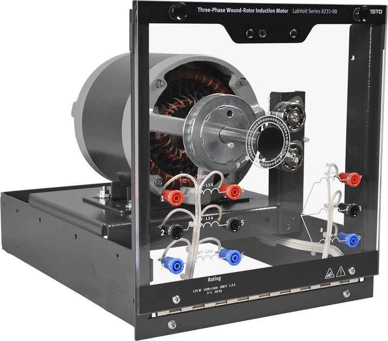 Optional Equipment Description Three-Phase Wound-Rotor Induction Machine (Optional) 8231-05 The Three-Phase Wound-Rotor Induction Machine is a rotating machine mounted in a full-size EMS module.