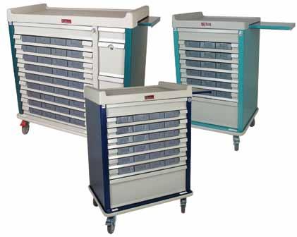 Includes 28-5" bins, SL54BIN3 (pictured) Standard Line Med-Bin Cart with a BEST lock on cabinet, pull-out shelf. Capacity of 54-3.