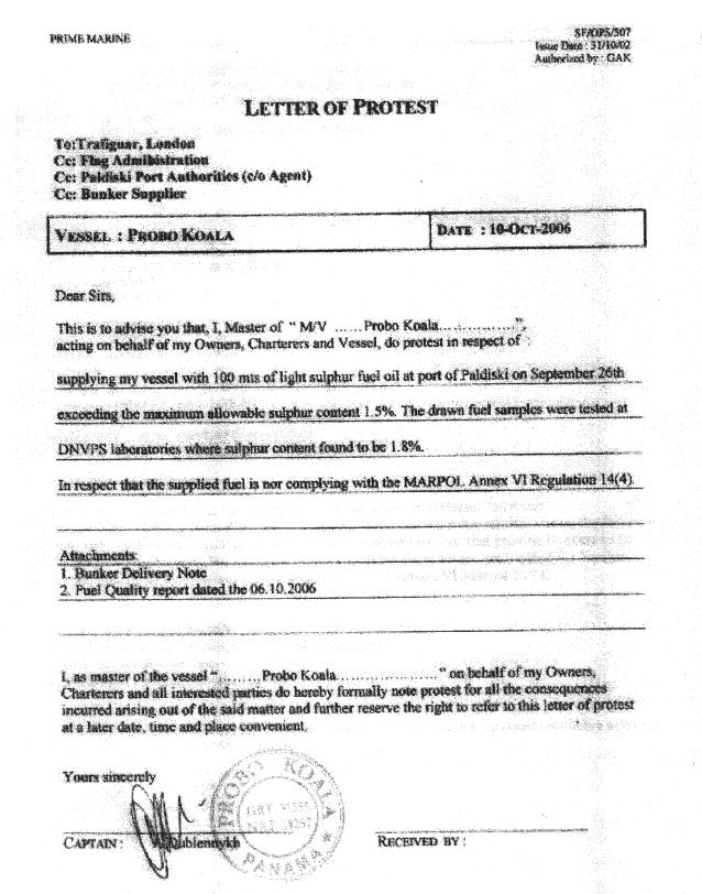 Letter of Protest Examples