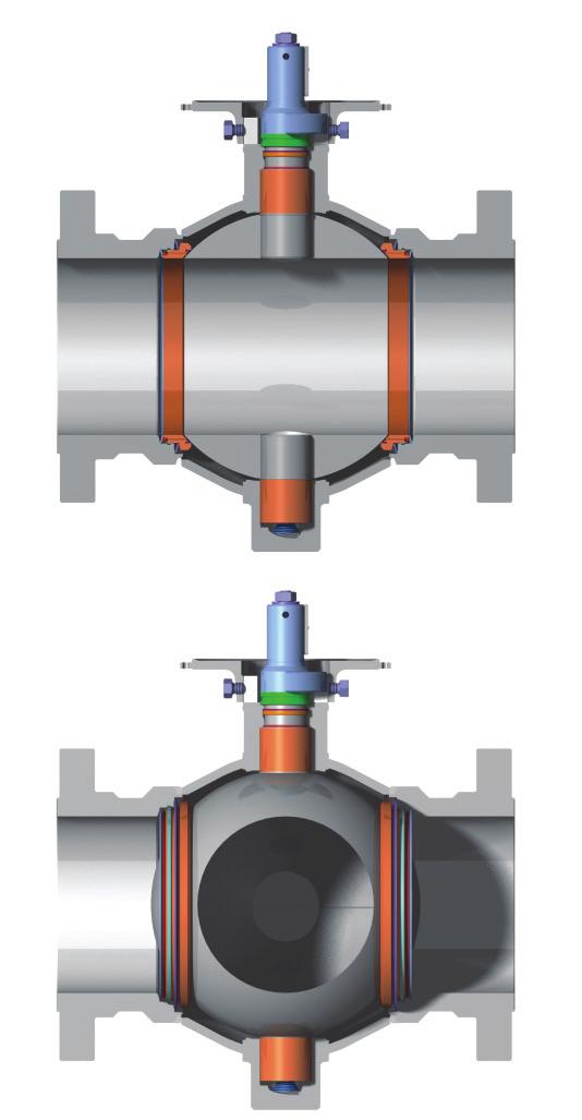 Trunnion mounted stems absorb the thrust from line pressure, preventing excess friction between the ball and seats, so even at full rated working pressure, operating torque stays low.
