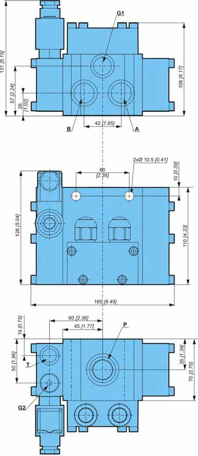 POCLAIN HYDRAULICS Hydraulic components Dimensions with HP valve and electric by-pass T 4 5 D 4 V 4 P F D B 2 0 2 - - - E 0 - - 4 5 B C - - - S - - - Orifices P Max.