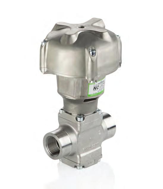 Air Operated Steam and Aggressive Fluid Piston Valves 304 Steel Bodies /" to " NPT / 98 Features Rugged design, built to withstand steam, superheated water, and corrosive fluids Available in normally
