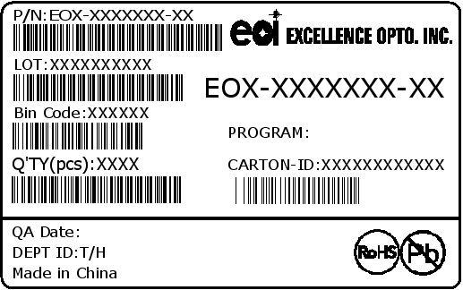 Bulk Package Label Anti-static/anti-corrosion bag H : 200mm L : 180mm PCS/BAG 3.0/4.0/5.0mm: Max. 500pcs >7.5mm : Max. 400pcs >10mm : Max.