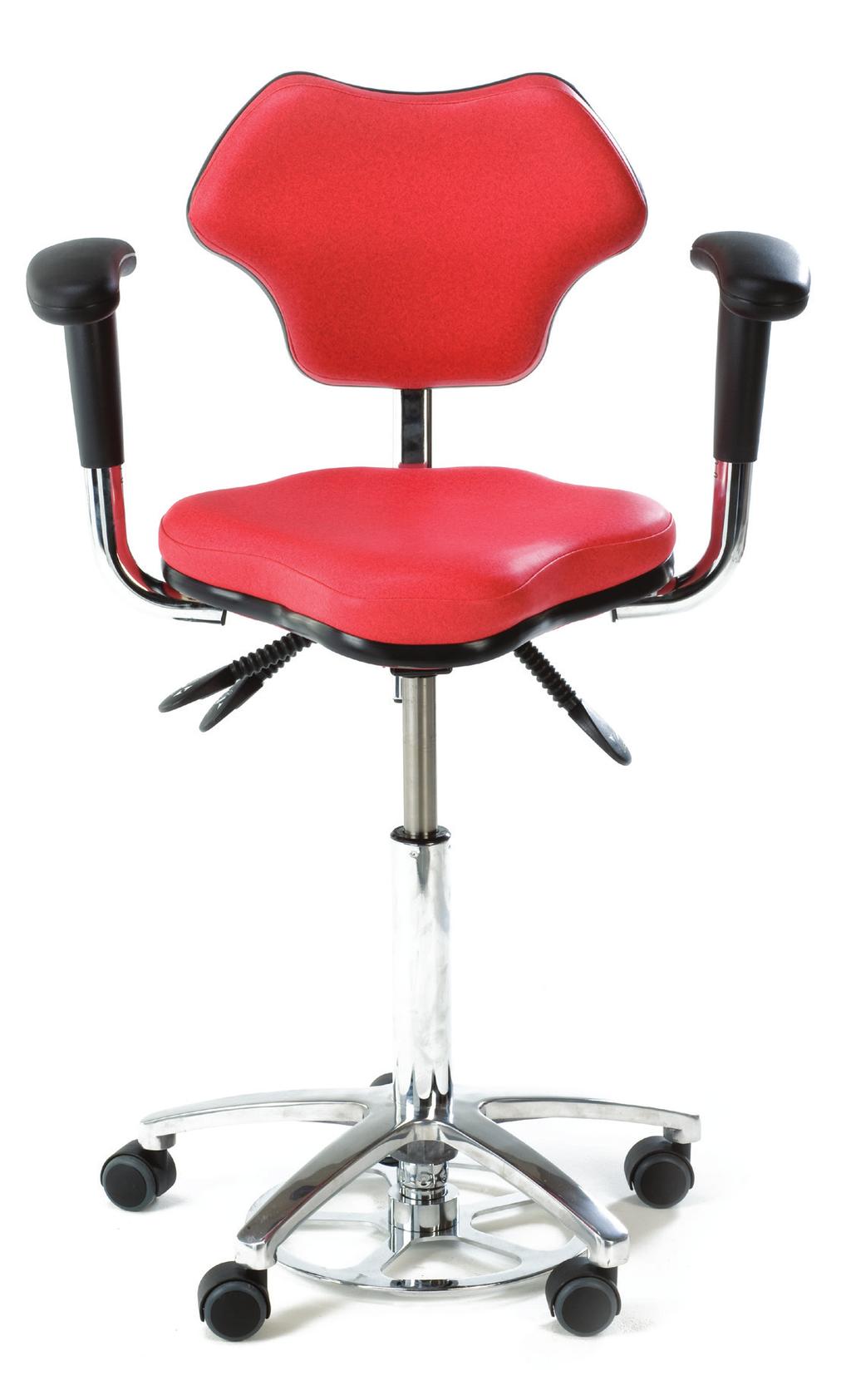 The chair is standard with a small, compact base to reduce trip hazards and features a wipe clean upholstered underside. MC6168 MC6169 Surgeons chair - standard model Height range 45cm to 59cm.