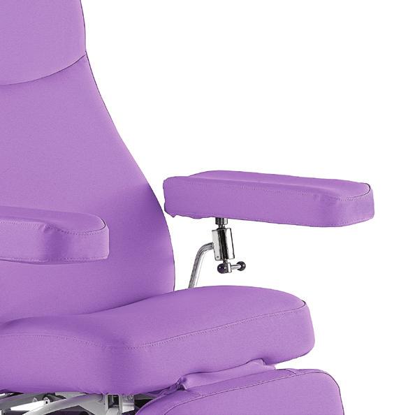 The contoured armrests have multiangular movement ideal for Phlebotomy and other upper limb procedures.