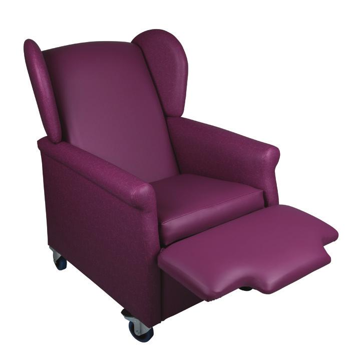 Dove 905 Sky 134 AL Electric Blue 124 Laurel 242 Lemon 303 Wheat 321 Tangerine 438 Mulberry 624 Mobile Patient Recliner 160Kg Designed to provide easy transfer from room to room, the mobile patient