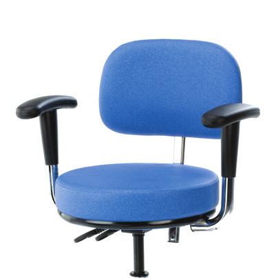 6175 Height adjustable armrests with black swivel pads provide comfort for the user.