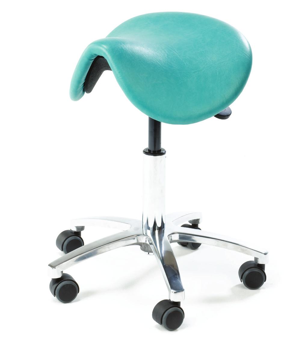 The curved seat pad design provides a similar ergonomic seated position to the general saddle stool.