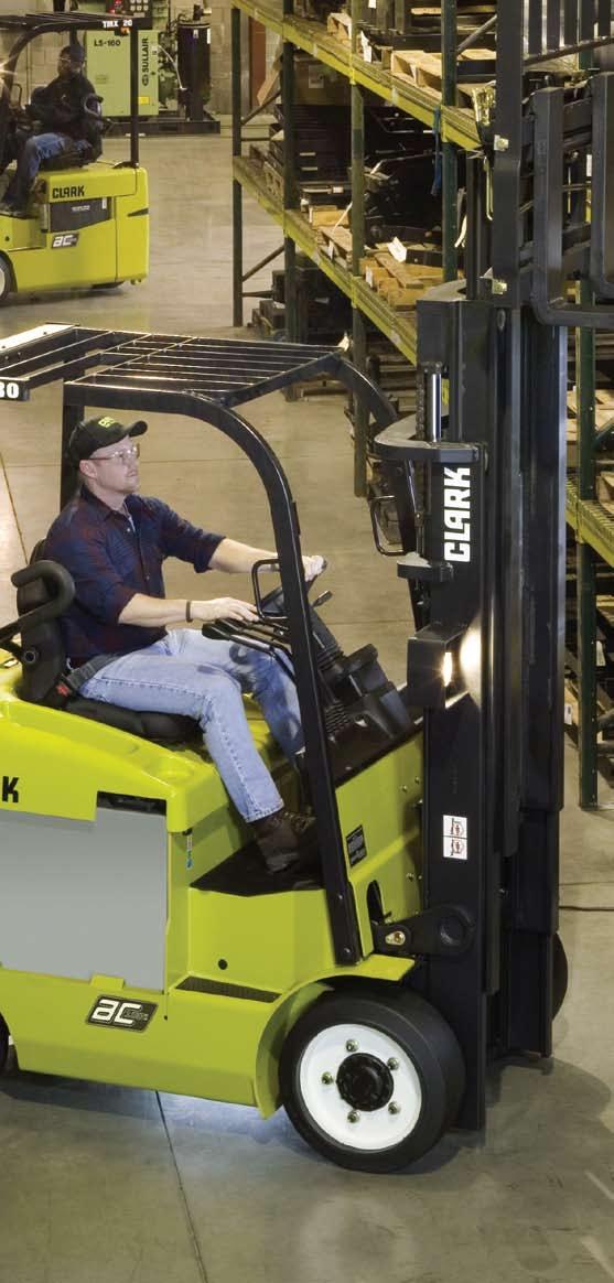 Have the overhead guard and load backrest extension in place Perform daily inspections During operation, a lift truck operator must: Keep feet, legs and all parts of body inside operator compartment