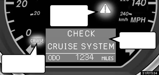 Multi information Display If dynamic laser cruise control detects bad weather or malfunction of the system, the master warning light comes on, a warning tone sounds and a warning message will appear