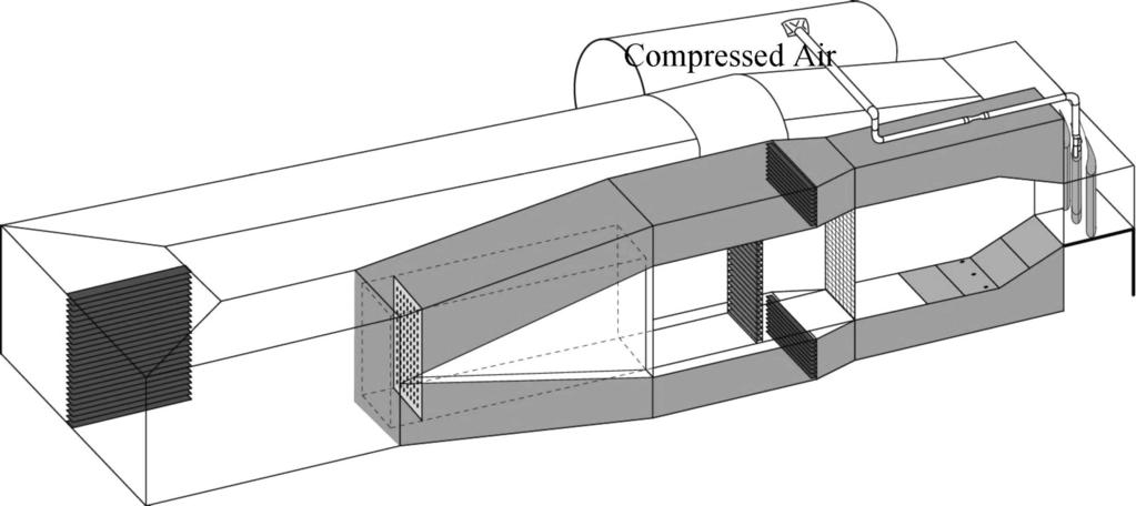 COUCH ET AL. 337 Fig. 1a Schematic of the wind-tunnel facility used for the testing of the blade tips. Fig. 1b Corner test section of the wind tunnel housed three blades that formed two full passages.