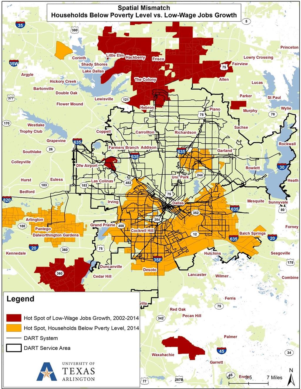 Hot Spot Analysis of Low Wage Jobs and Low Income Population Hot Spot,